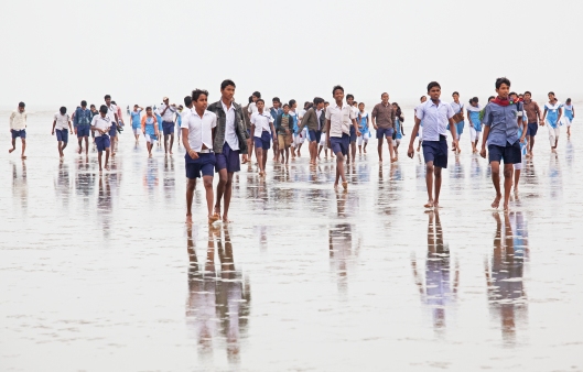School kids on the beach at Chandipur.